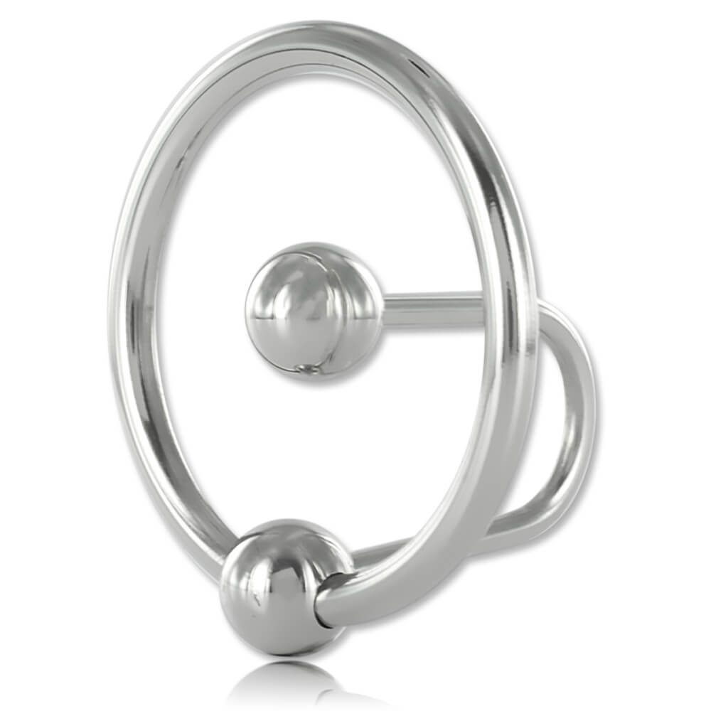 Anneau De Piercing En Acier Chirurgical Avec Boule Pierre Green Wood Marble - Jonc 1.2 Mm, Diamètre 10 Mm, Boule 4 Mm