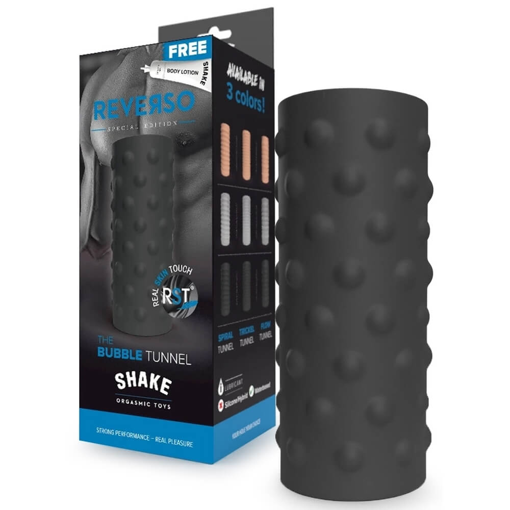 Masturbateur TPE noir Shake Reverso The Bubble Tunnel