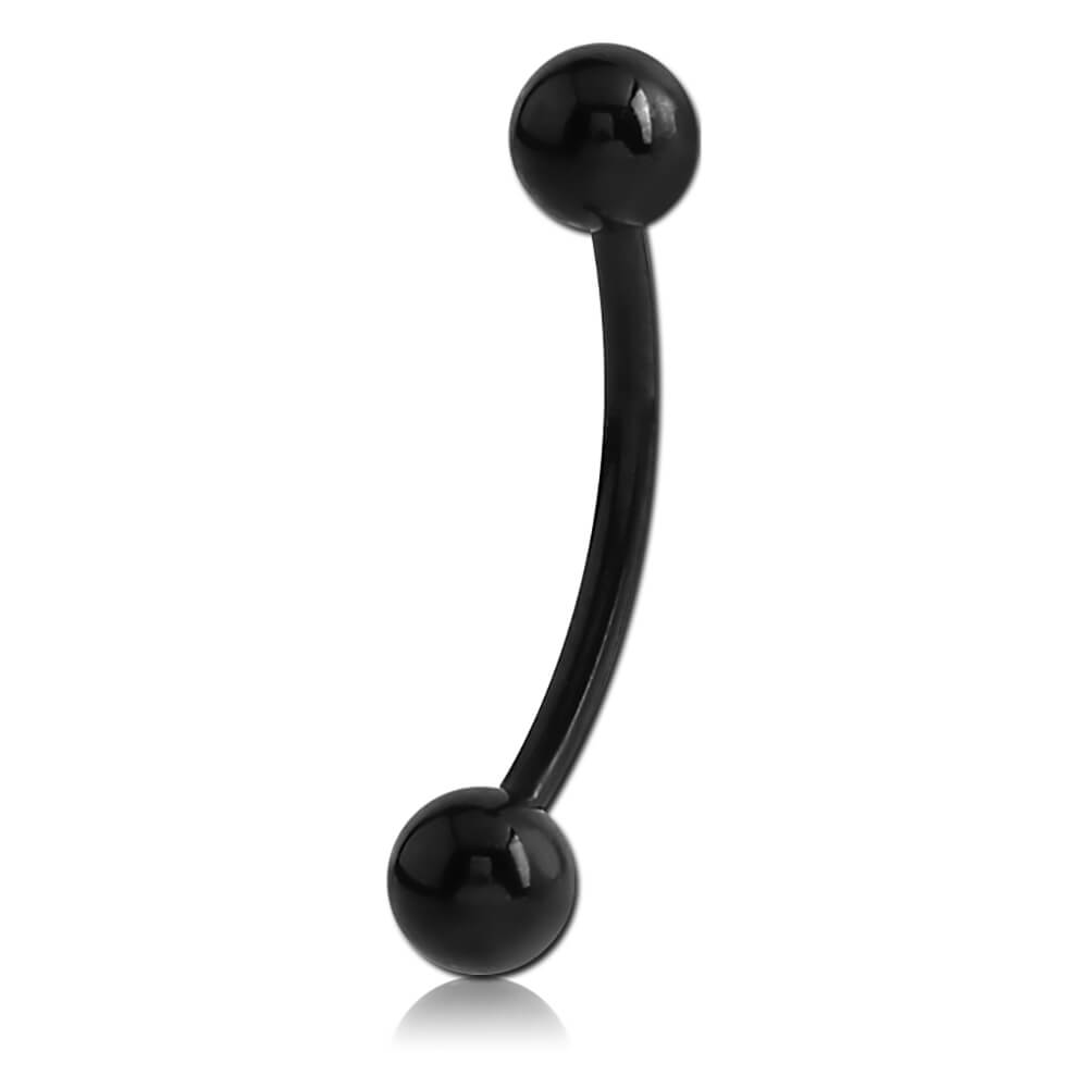 Micro barbell courbe Acier Noir avec boules