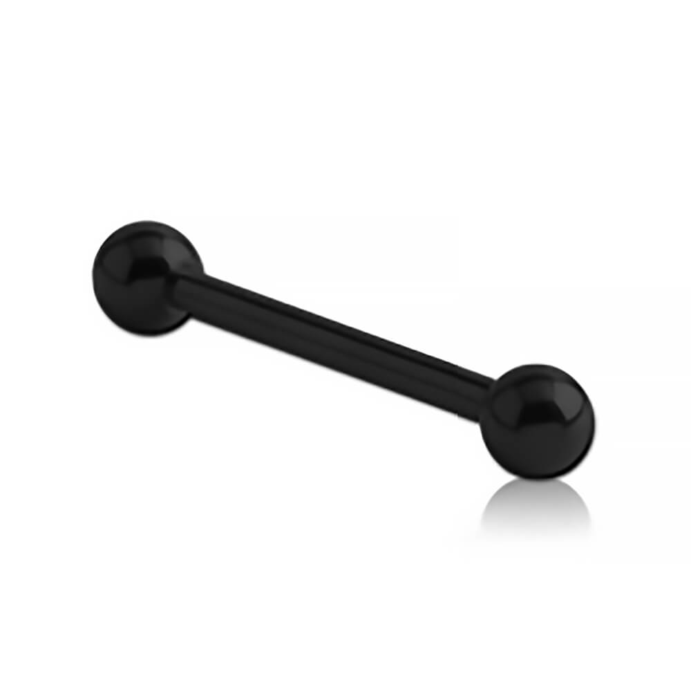 Micro barbell droit Acier Noir avec boules