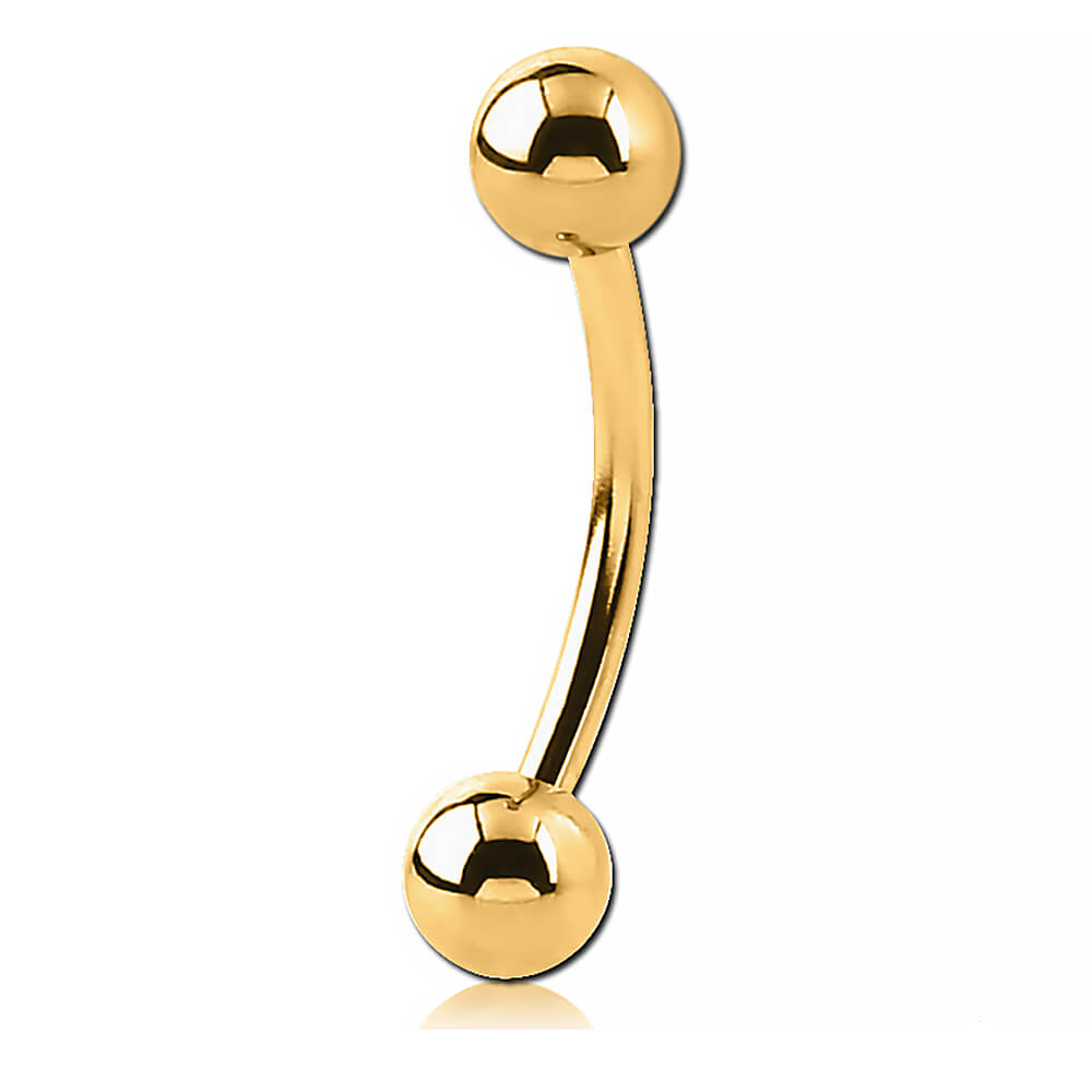 Micro barbell plaqué or 18k courbe avec boules