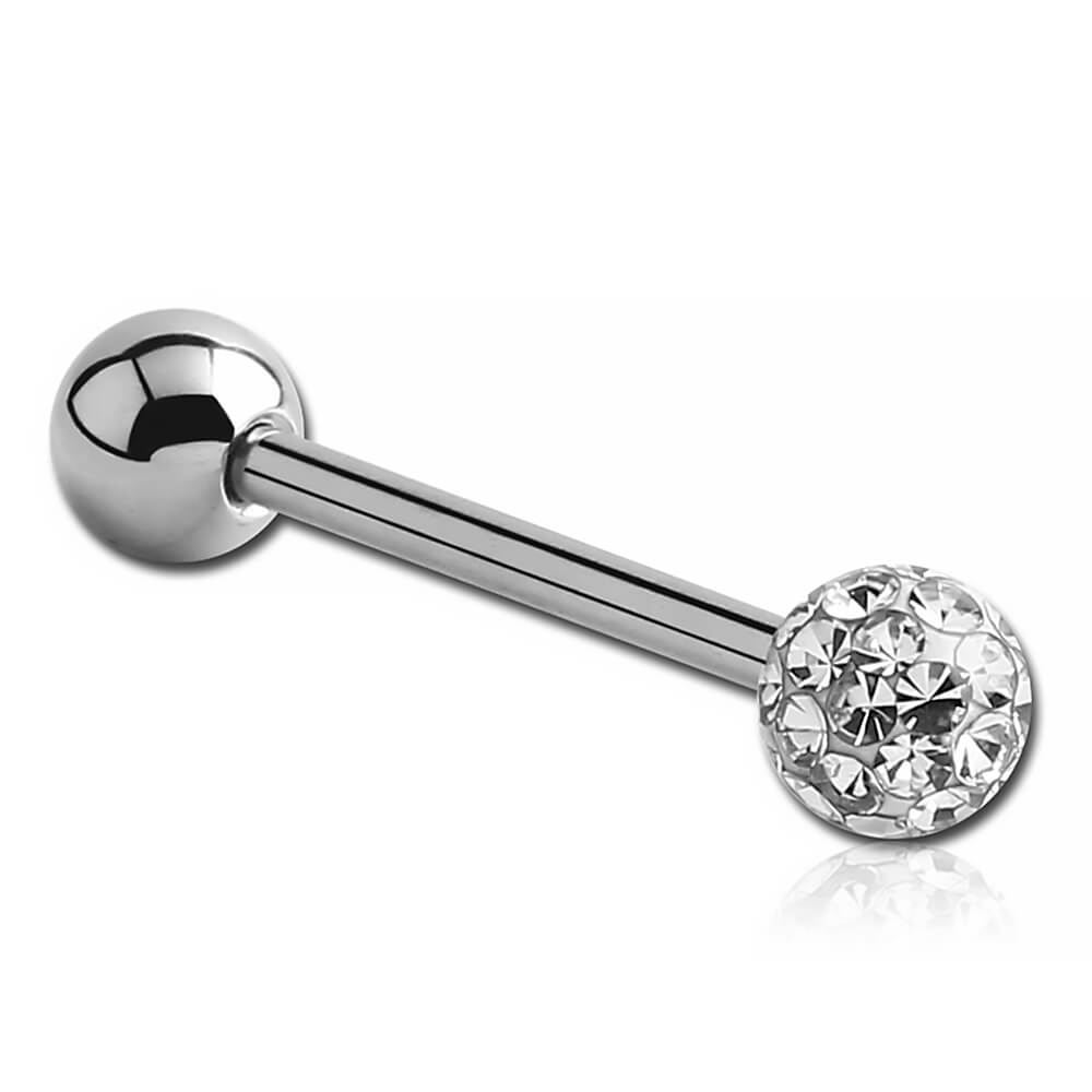 Micro barbell acier droit avec boule Cristal Chic