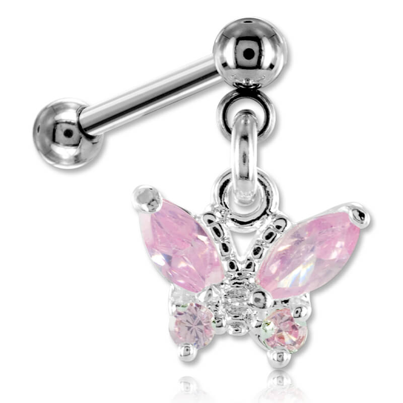 Bijou de tragus et cartilage Papillon cristal