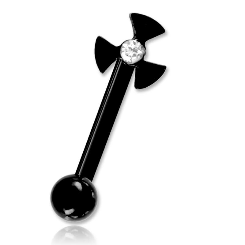 Micro barbell arcade acier noir Radioactif et strass