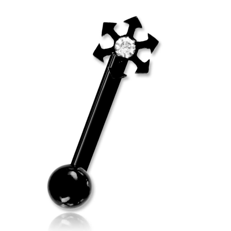 Micro barbell arcade acier noir Flocon et strass