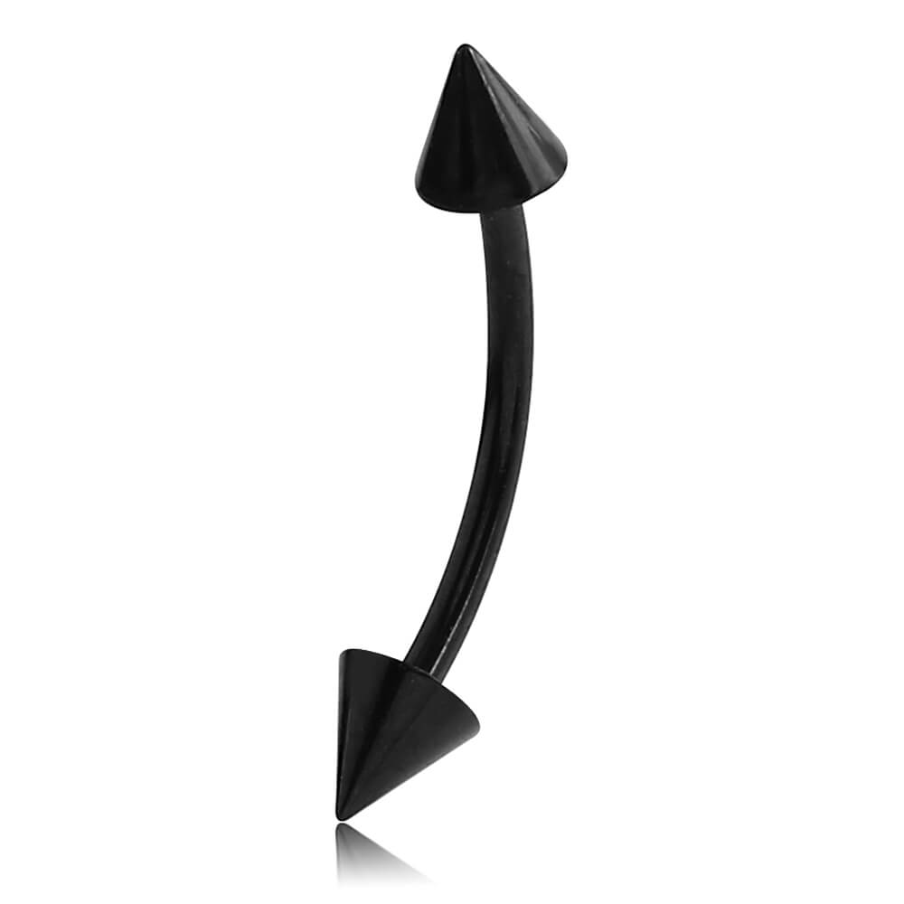 Micro barbell acier noir courbe avec pointes