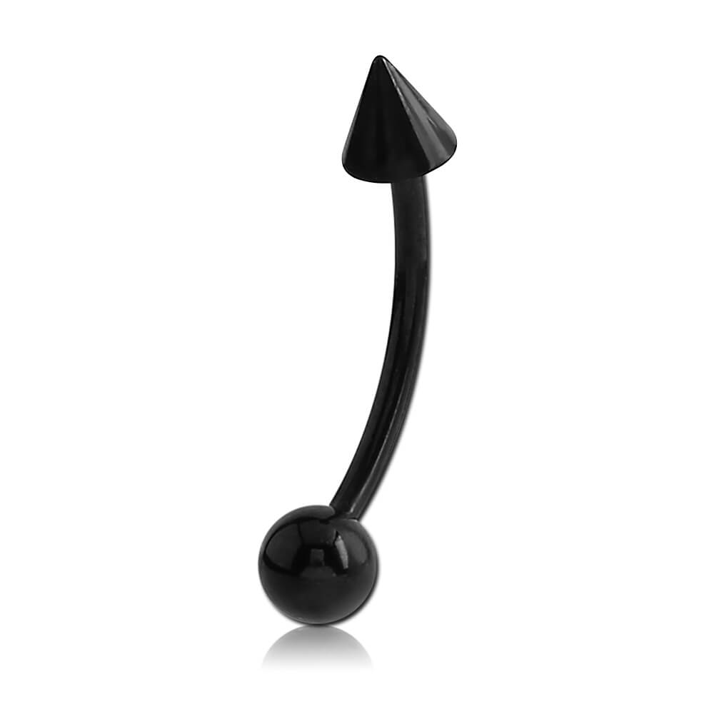 Micro barbell acier noir courbe avec boule et pointe