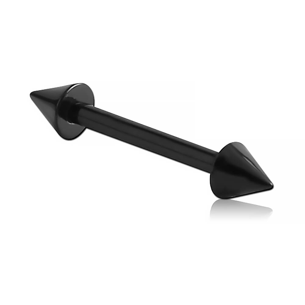 Micro barbell acier noir droit avec pointes