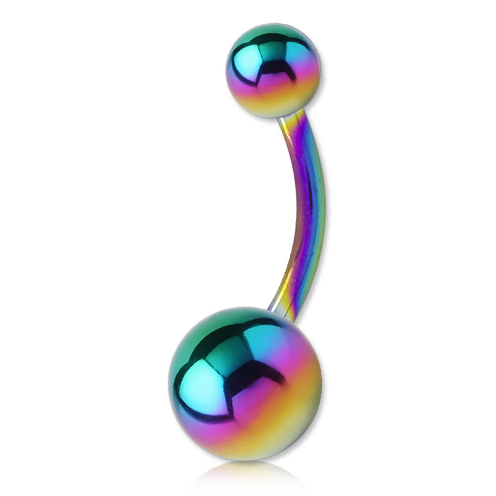 Banane de nombril acier anodisé Rainbow avec boules