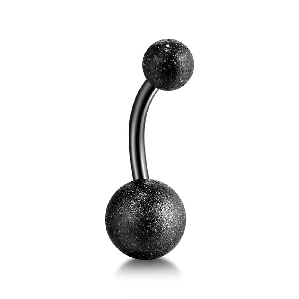 Banane de nombril acier noir boules sablées