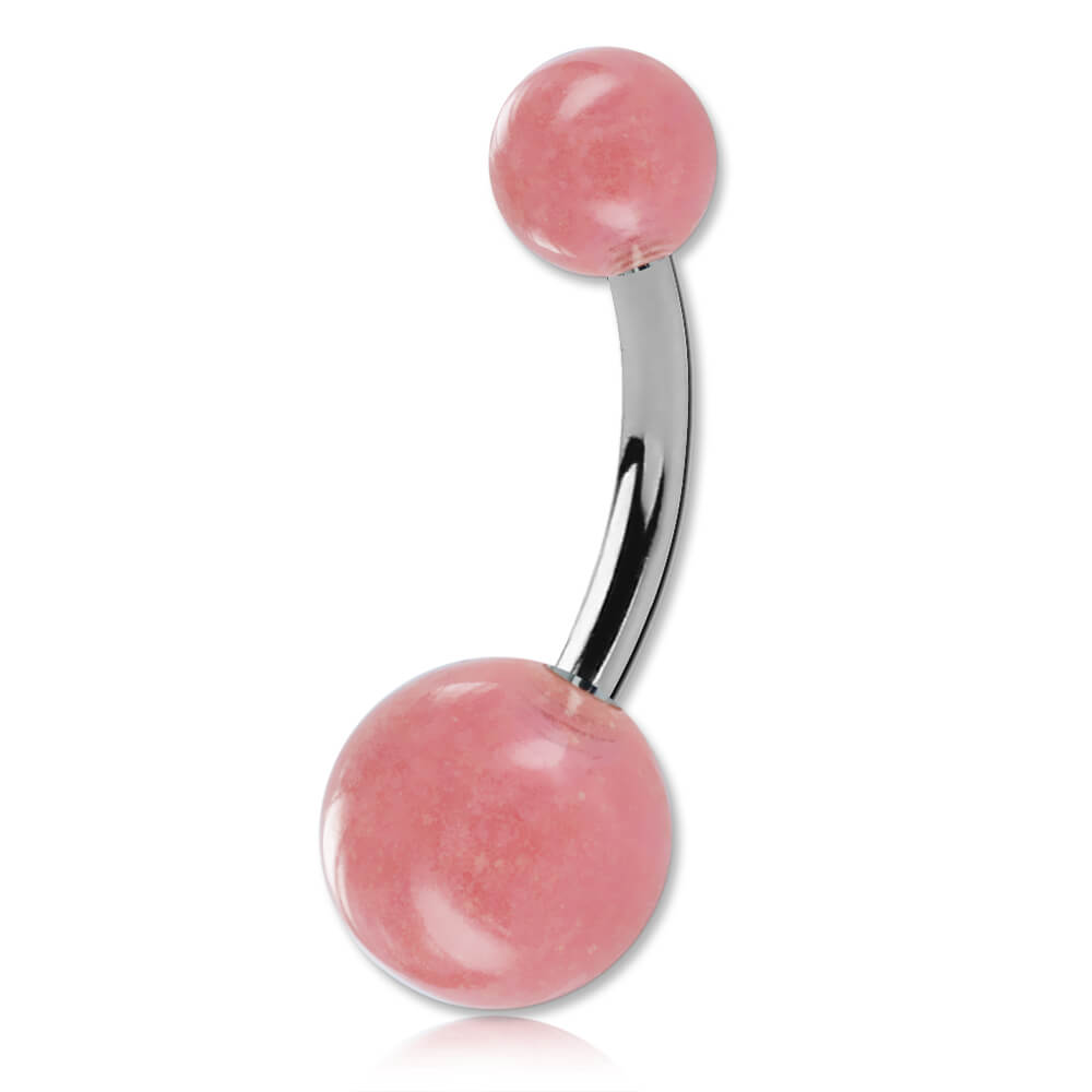 Banane de nombril acier boules acrylique phosphorescent