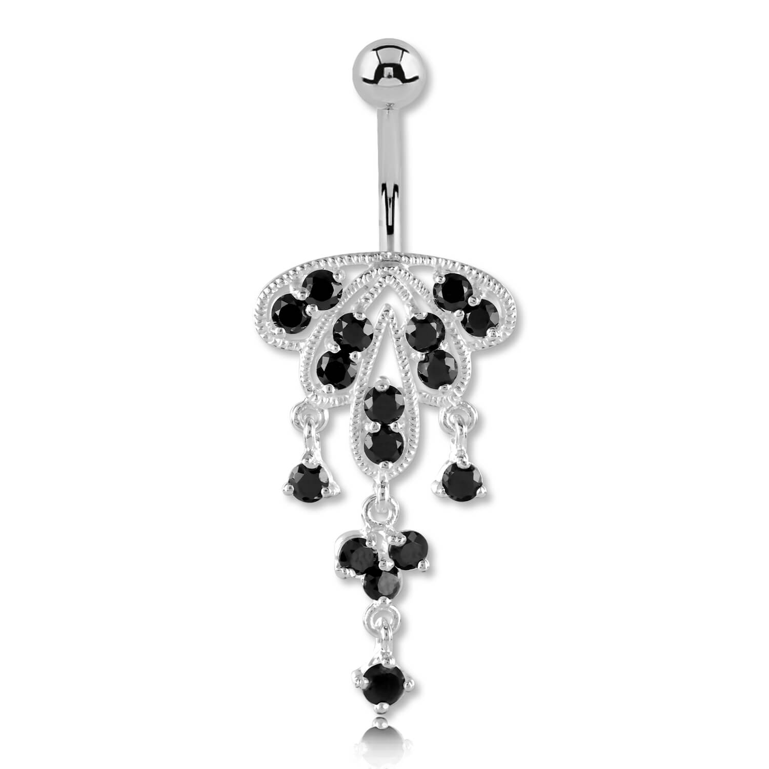 Banane de nombril argent articulée cristal de Swarovski Orientale