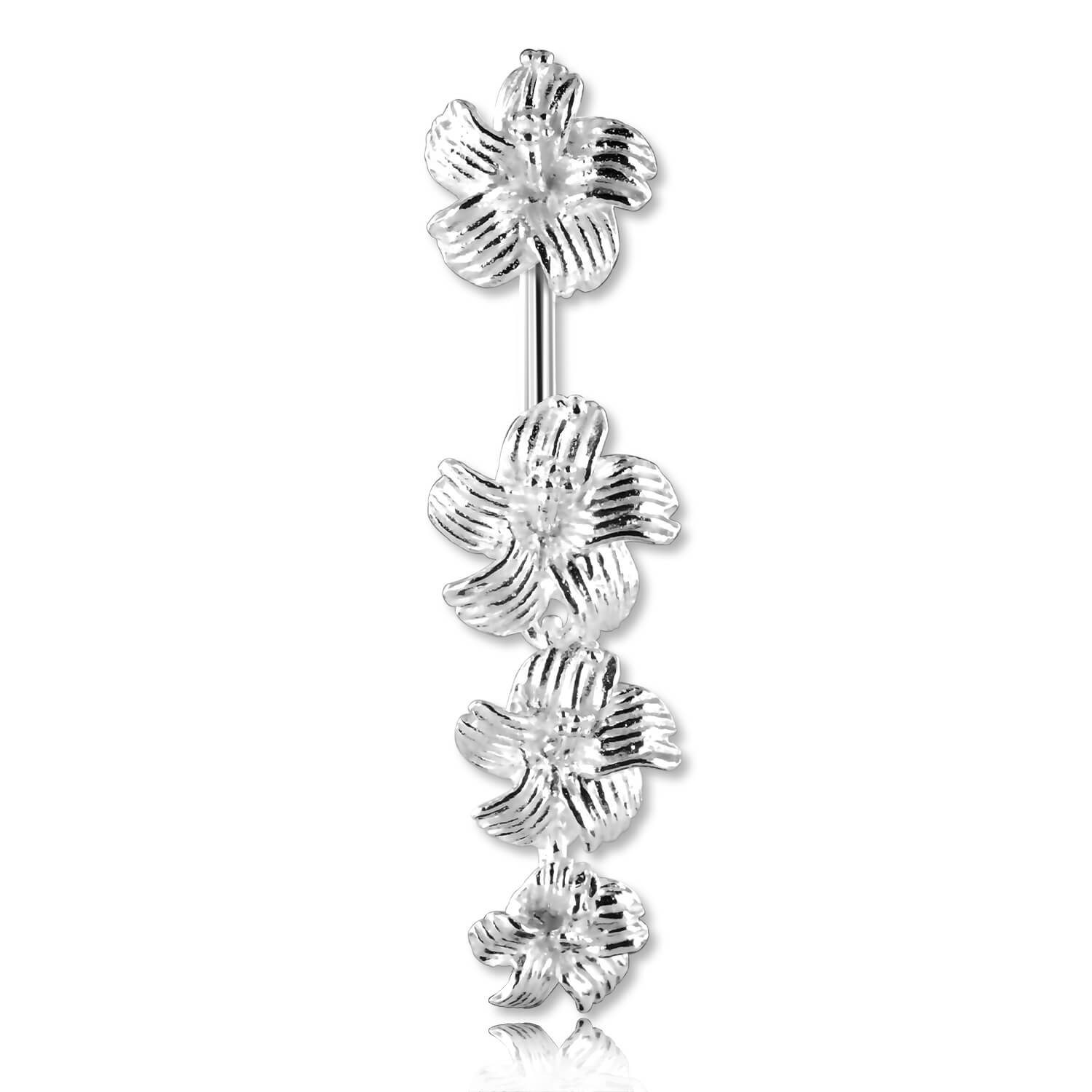 Banane de nombril argent articulée Fleurs Passthru