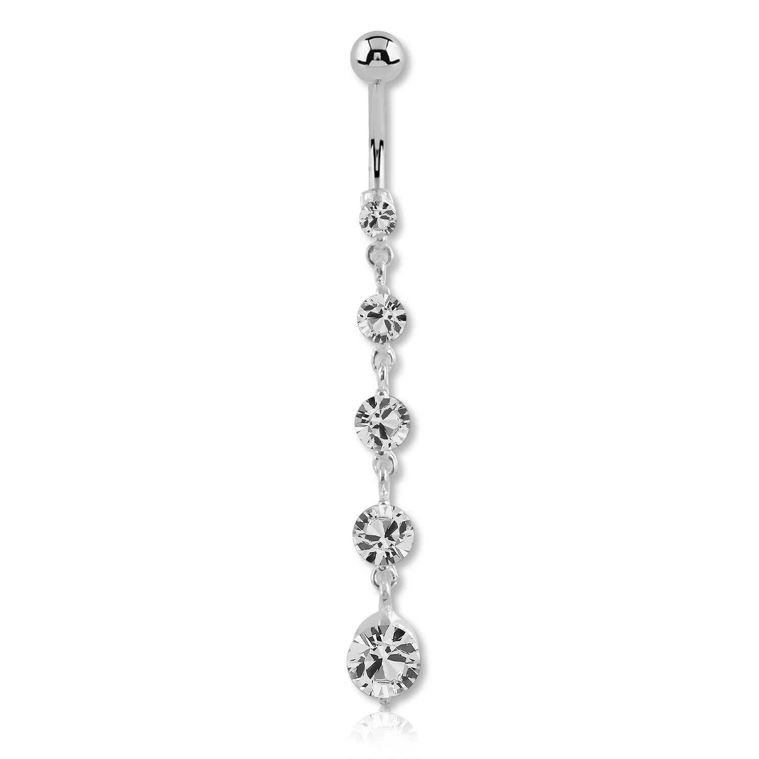 Banane de nombril argent articulée cristal de Swarovski Sharon