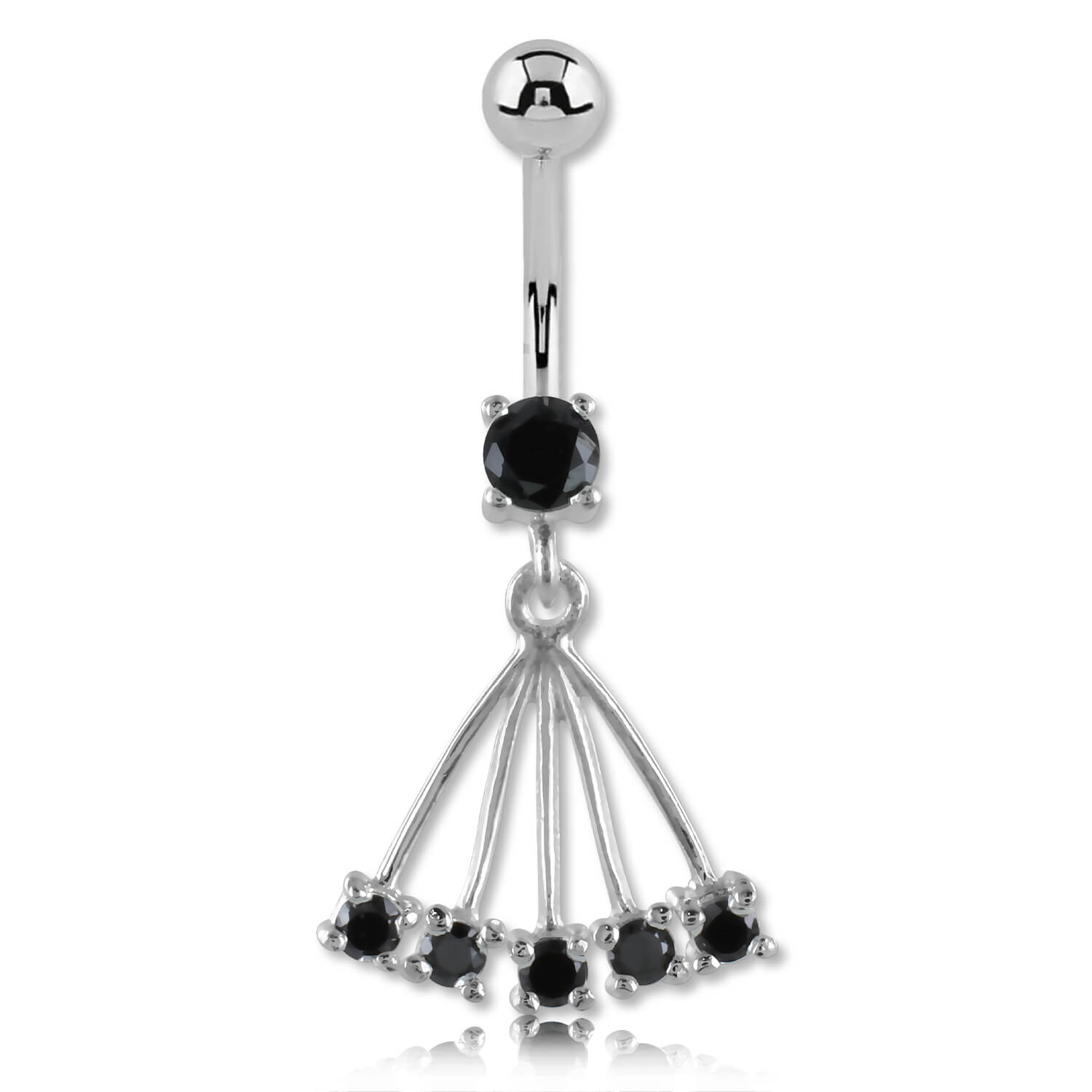 Banane de nombril argent articulée cristal de Swarovski Cinco