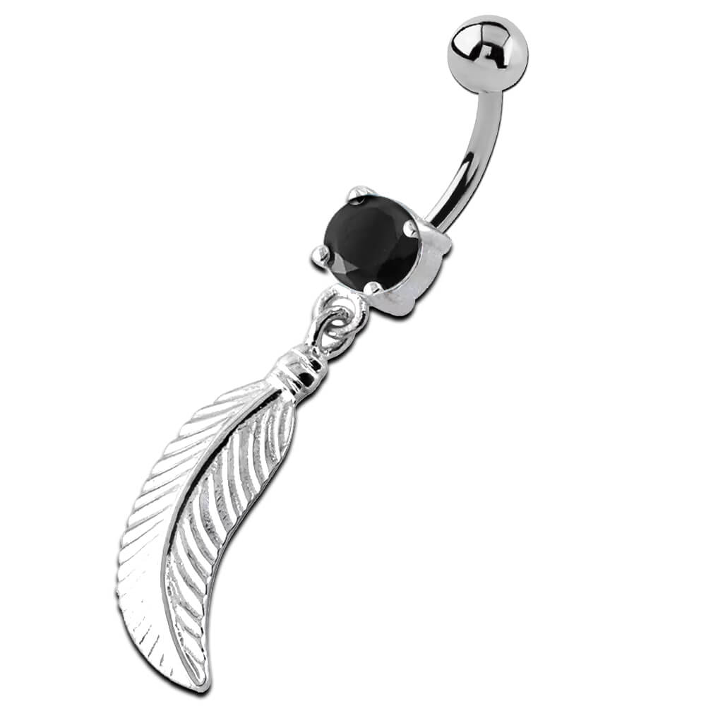 Banane de nombril argent cristal de Swarovski Plume d'Argent