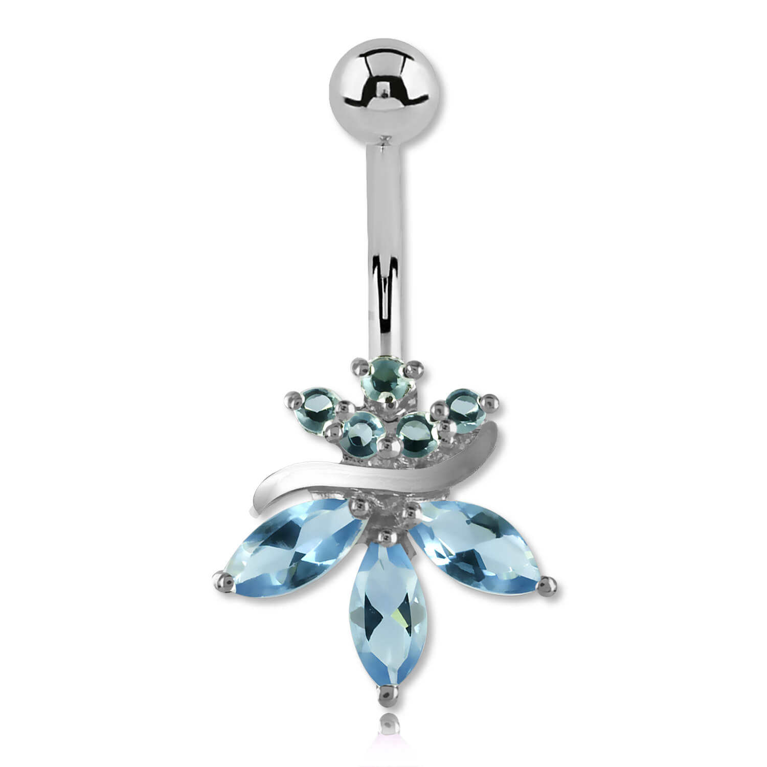 Banane de nombril argent cristal de Swarovski Orchidée