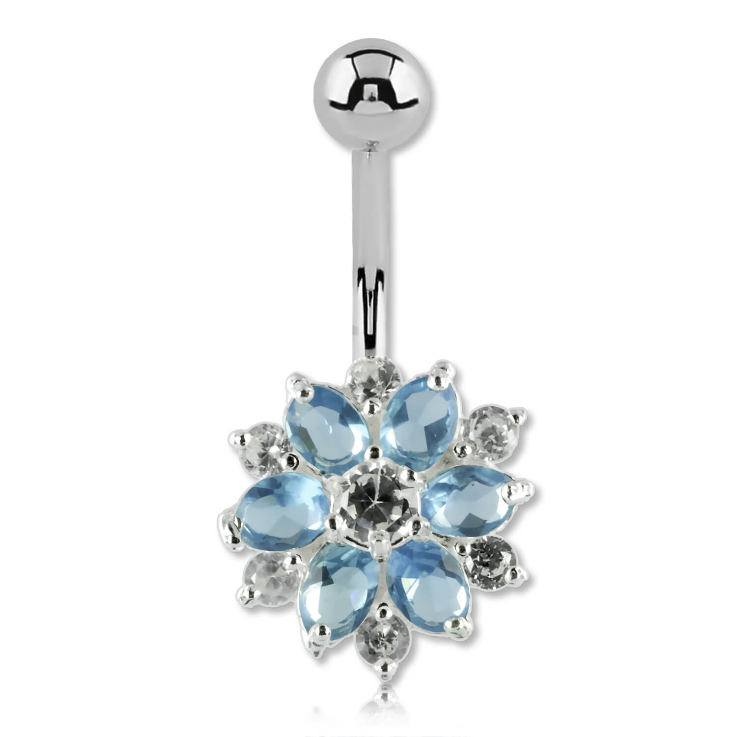 Banane de nombril argent cristal de Swarovski Fleur