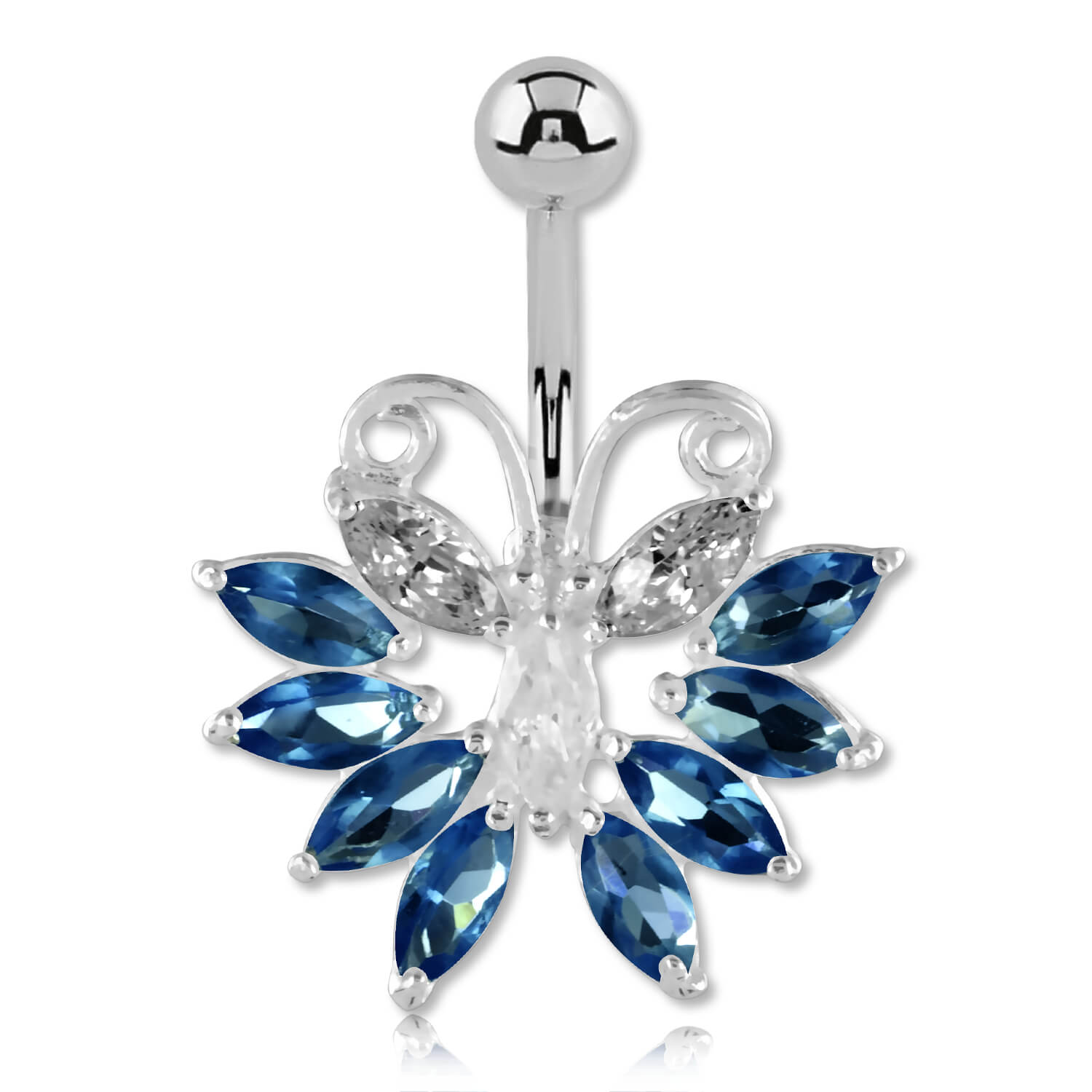 Banane de nombril argent cristal de Swarovski Grand Papillon