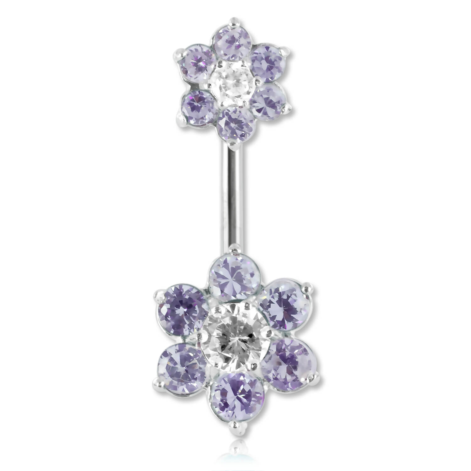 Banane de nombril argent cristal de Swarovski Fleurs de Cristal