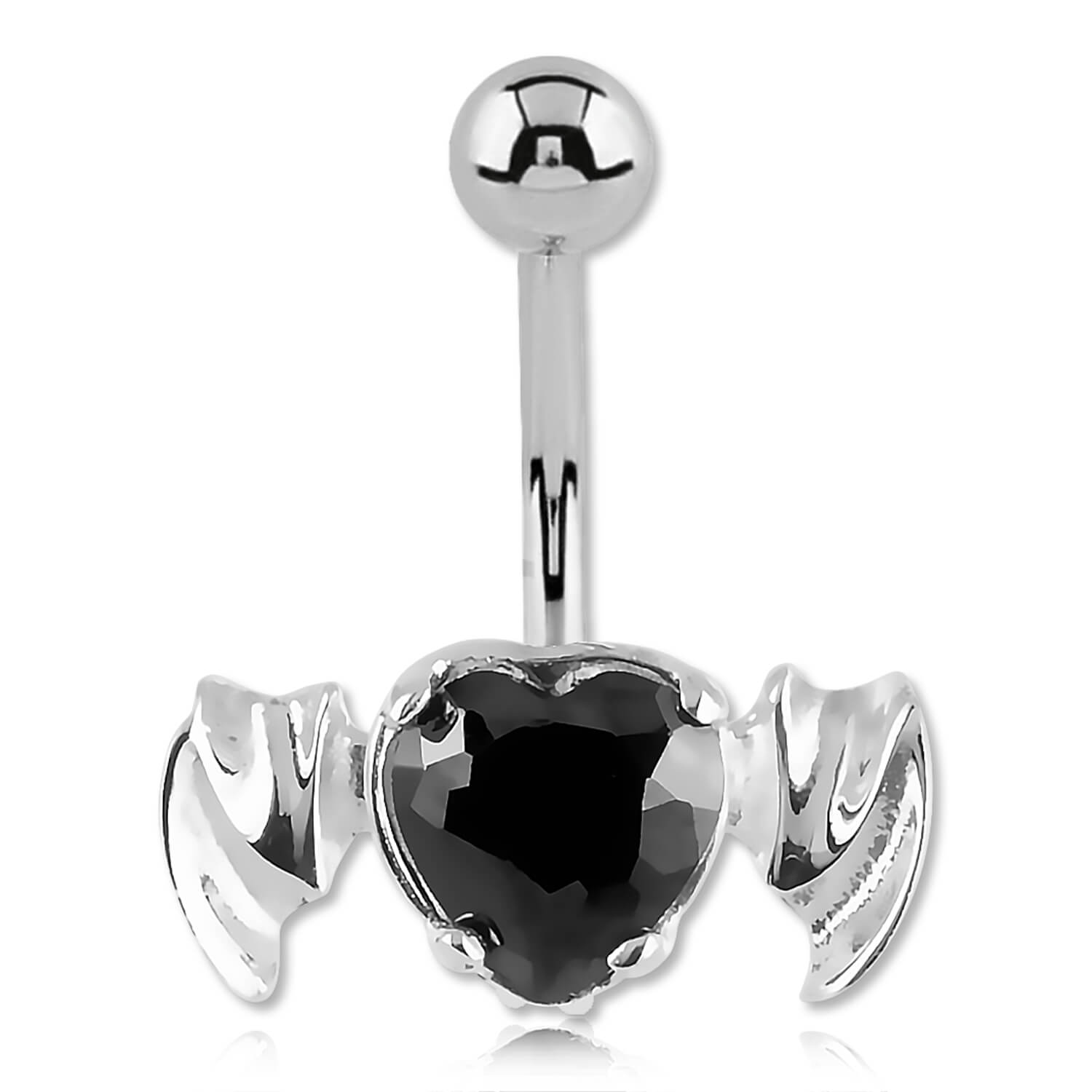 Banane de nombril argent cristal de Swarovski Coeur ailé