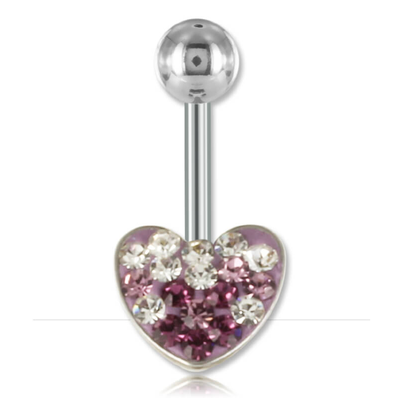 Banane de nombril argent Crystal Chic Black Heart