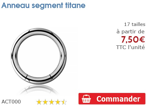 Piercing anneau segment titane argenté coeurs perlés (oreille, daith, septum