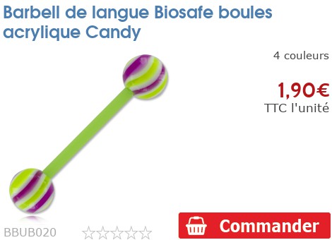 Barbell De Langue BioSafe - Boules Acrylique Vrille - Inoki - Neuf Avec étiquettes