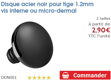 Disque En Acier Noir Pour Piercing - Tige 1,2 Mm, Vis Interne - Compatible Labret, Barbell, Micro-dermal