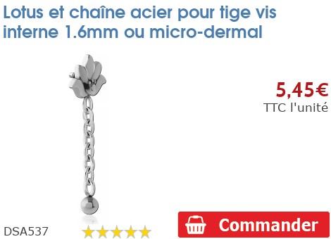 Chainette titane Soumaya pour tige 1.2mm vis interne ou micro-dermal