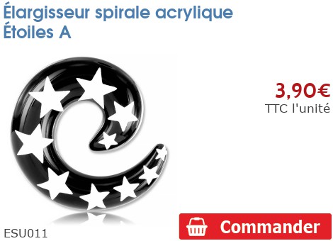 Élargisseur Spirale Acrylique Inoki - Noir, Diamètre 8mm - Pour Piercing Lobe Ou Téton