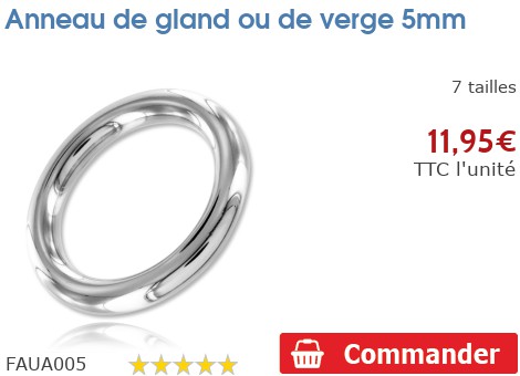 Anneau De Pénis (Gland/Verge) 5mm Argenté - Métal Hypoallergénique - Marque RougeCuir - Neuf