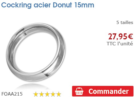 Cockring Acier Donut 15mm - Anneau De Pénis - Marque RougeCuir - Neuf - Fabriqué Thaïlande