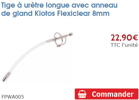 Tige à Urètre Kiotos Flexiclear Avec Anneau De Gland - 8mm, Métal Argenté, Neuf