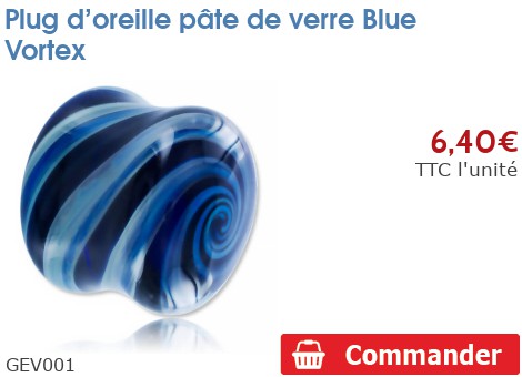 Plug (tunnel) D'oreille En Verre Vortex Purple - Taille GEV005 - Marque Inoki - Neuf Avec étiquettes