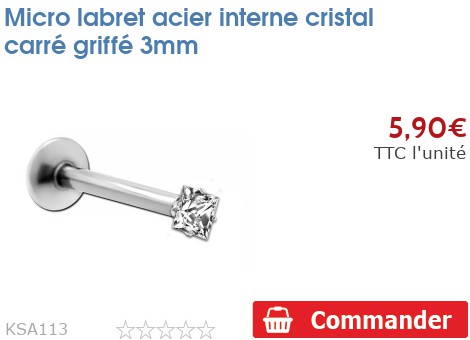Micro labret titane Orchidée strass vis interne - KGTG008