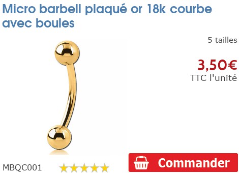 INOKI - Micro Barbell Titane Anodisé Courbe Avec Pointes - Long. Int
