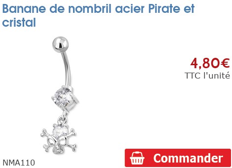 Inoki - Banane De Nombril Acier Noir Étoile Cristal Chic