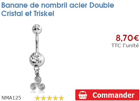 Banane De Nombril En Acier Chirurgical 316L Avec Cristal – Marque Inoki – Neuf Avec étiquettes
