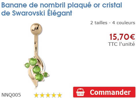 Banane Nombril Inoki Plaqué Or Cristal Autrichien - Motif Orchidée, Acier Chirurgical