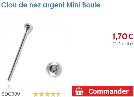 jewellerybox Clou de Nez Droit Boule en Or Jaune 9 Carats