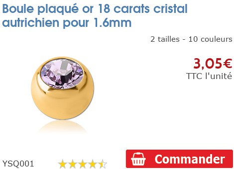 Anneau Boule Piercing En Acier Plaqué Or 18 Carats - Disponible En Plusieurs épaisseurs